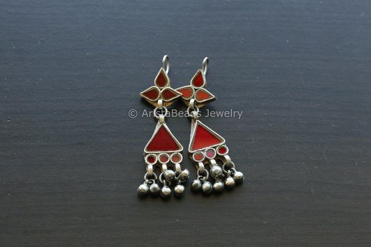Aaeena Real Glass Earrings - Red