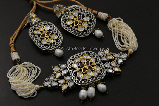 Uncut Polki Kundan Dual Tone Choker Set