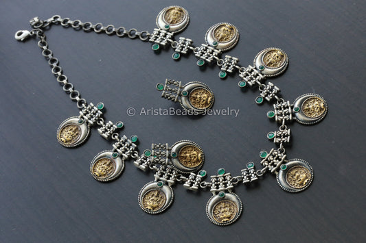 Dual Tone Lakshmi Necklace Set
