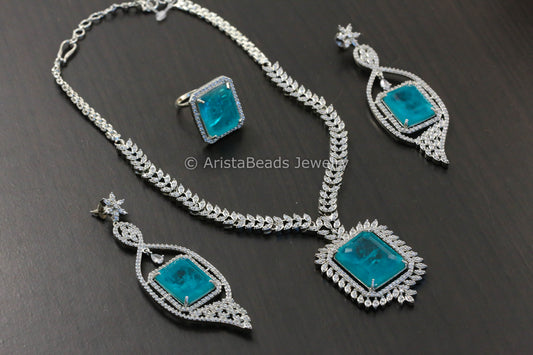 Premium Micro CZ & Doublet Set - Aqua Blue