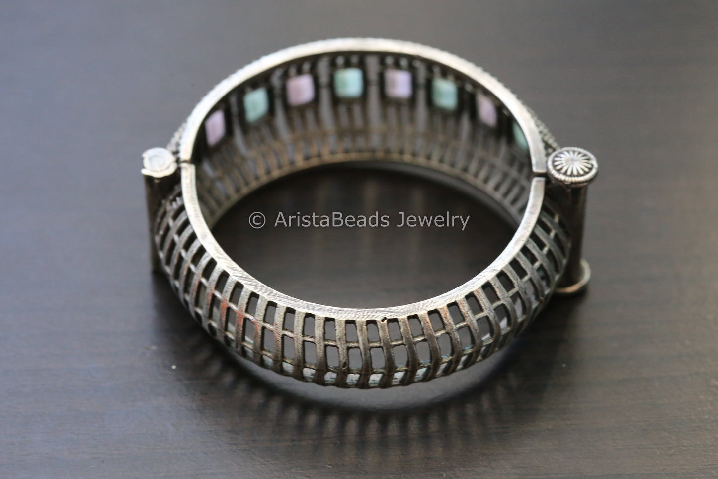 Blush Pink Mint Bangle Bracelet (Openable)