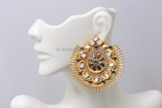 Large Matt Gold Real Look Chandbaali - Colors Available