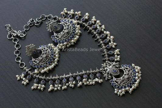Blue Chandbaali Necklace Set