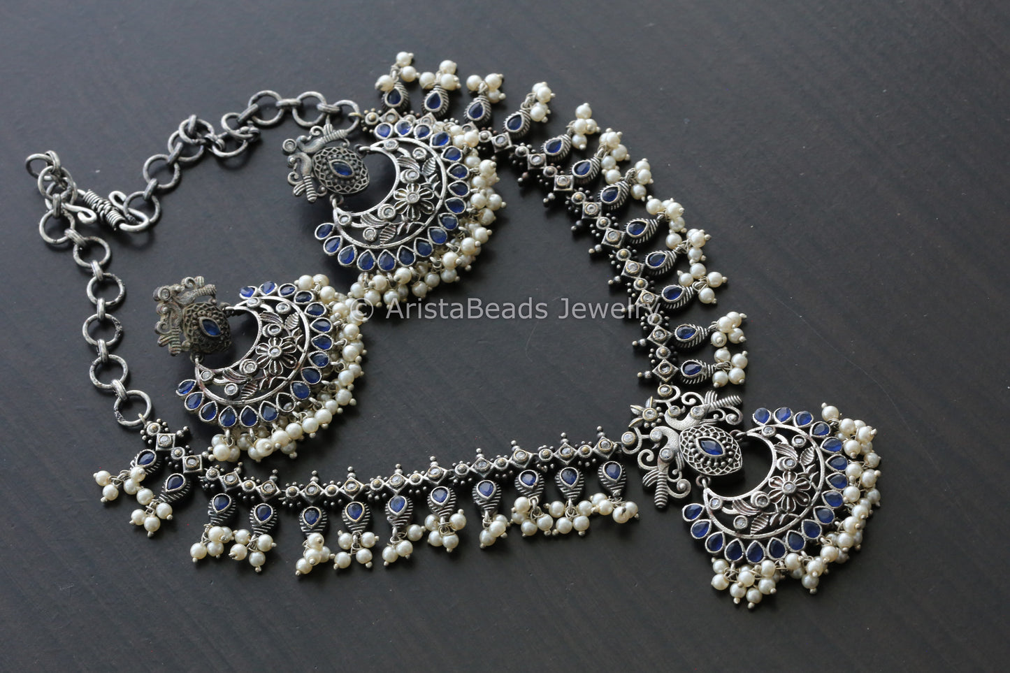 Blue Chandbaali Necklace Set