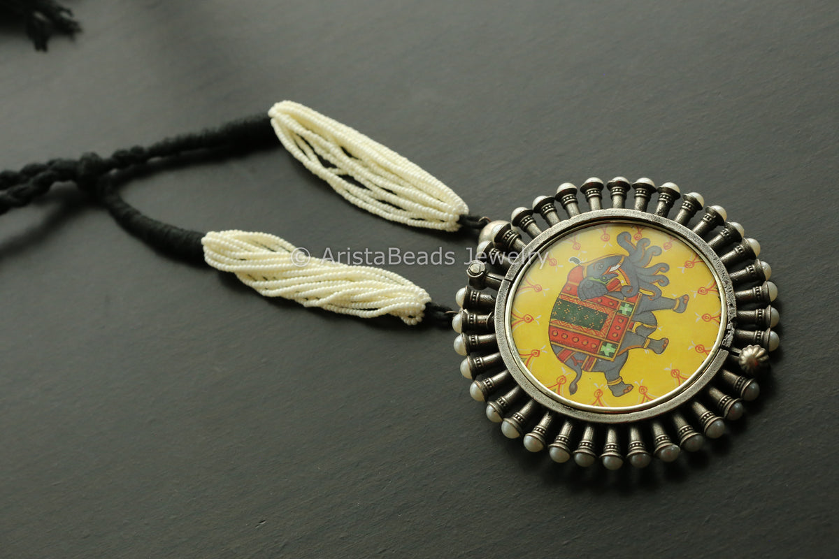 Oxidized Hand-Painted Necklace - Design 3
