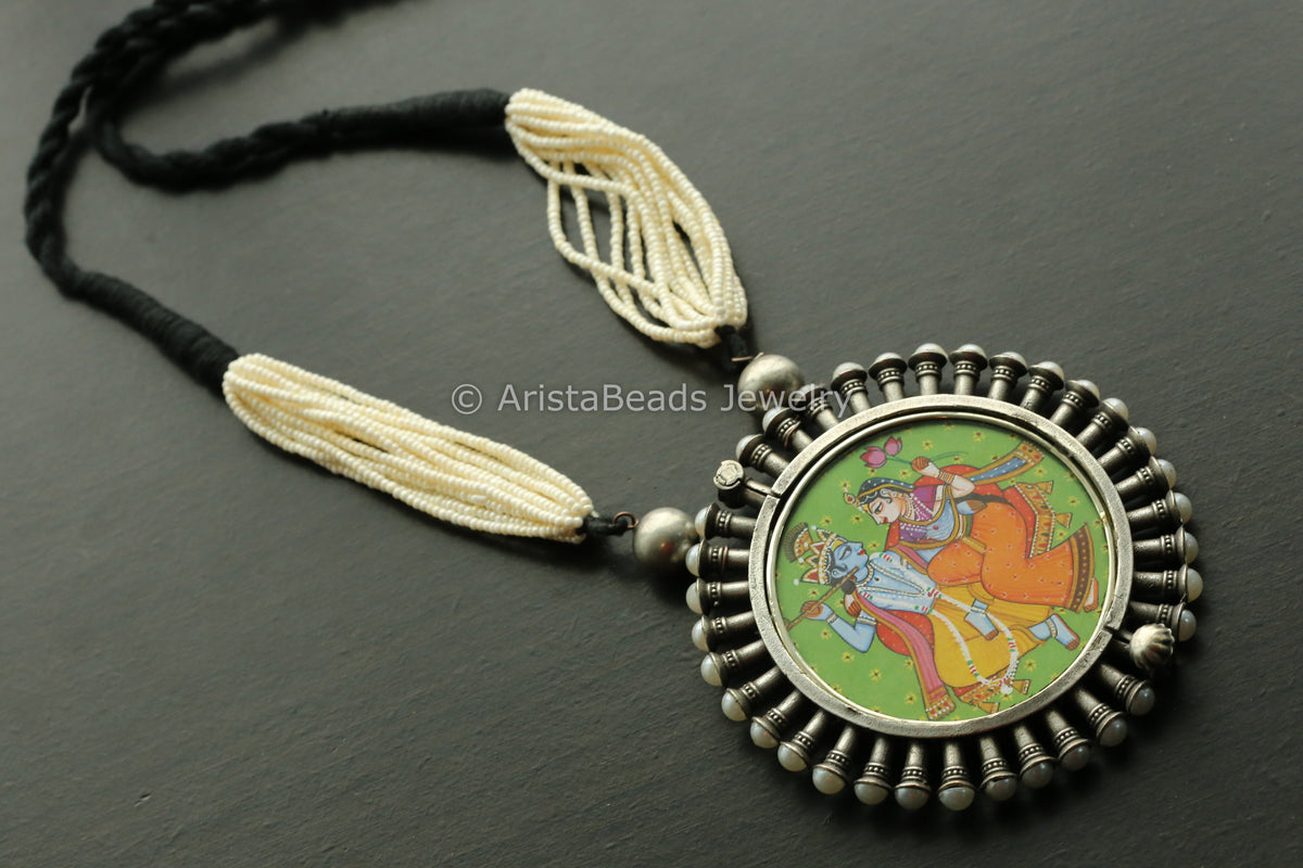 Oxidized Hand-Painted Necklace - Design 4