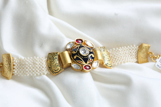 Enamel Kundan Bracelet  - Blue