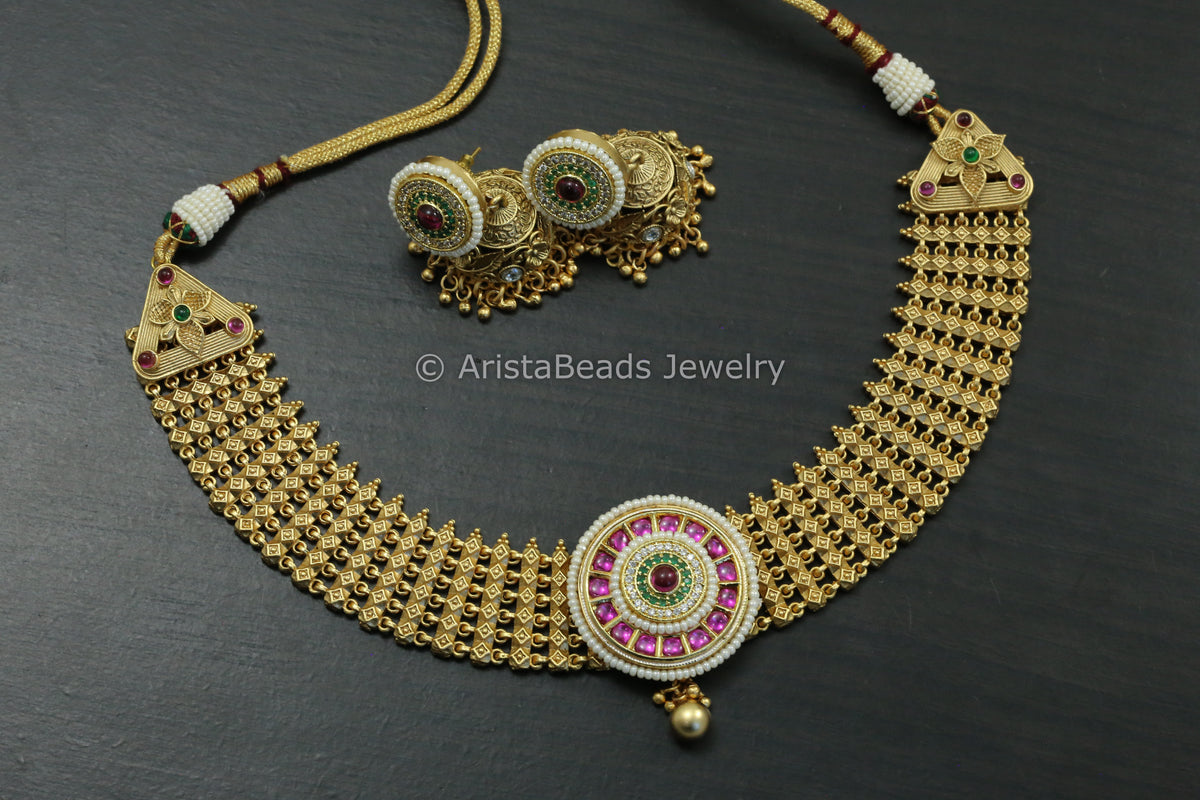Real Gold Replica Kemp Kundan Set