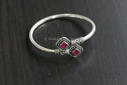 925 Sterling Silver Ruby  Bracelet ( Adjustable)