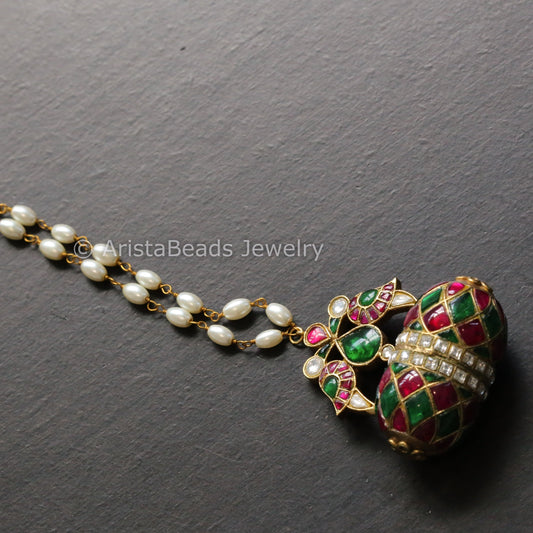 Dainty Jadau Kundan Peacock Necklace
