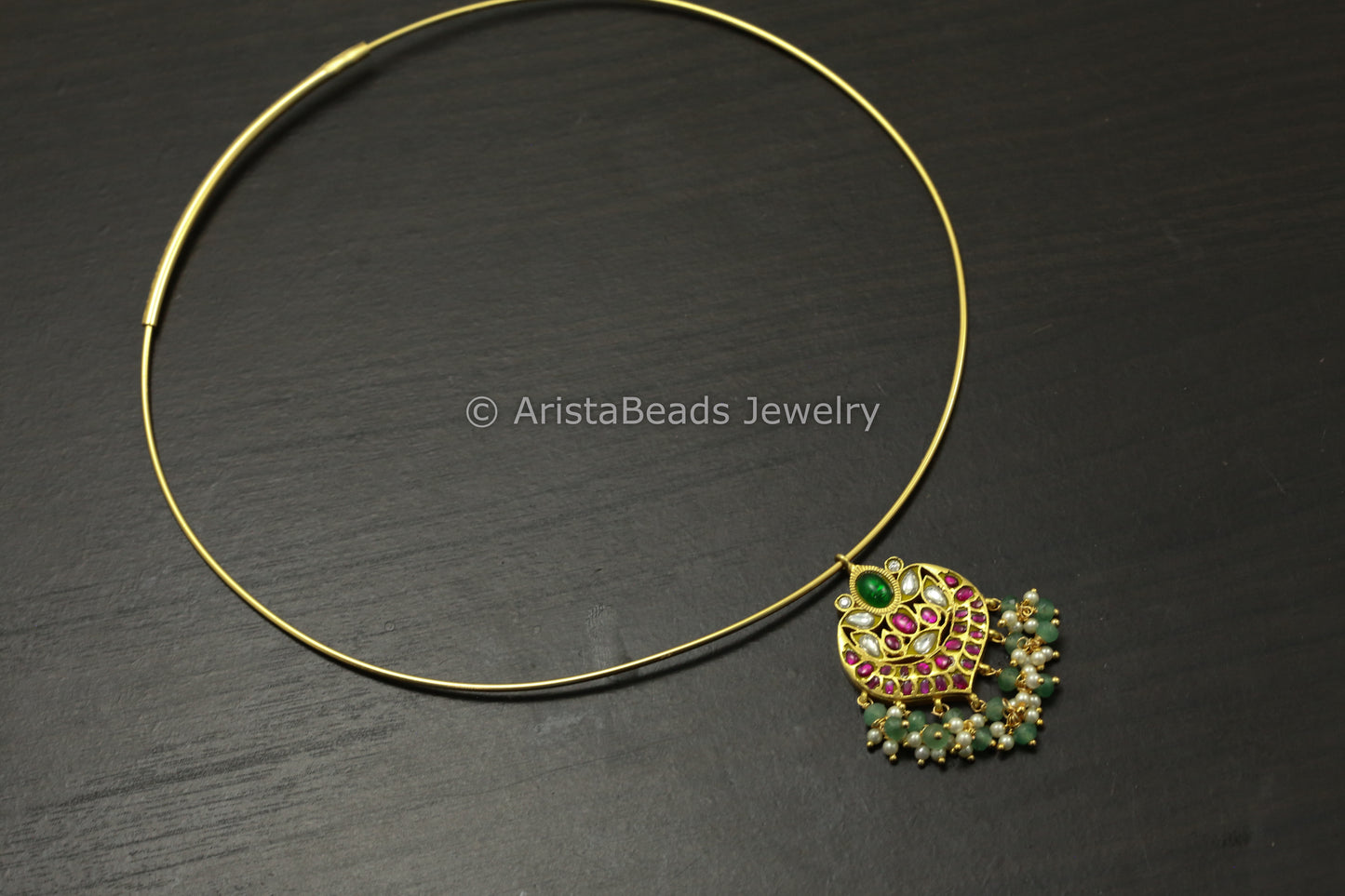 Dainty Jadau Kundan Hasli Necklace
