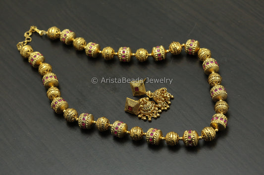 Antique Gold Beaded Mala Set