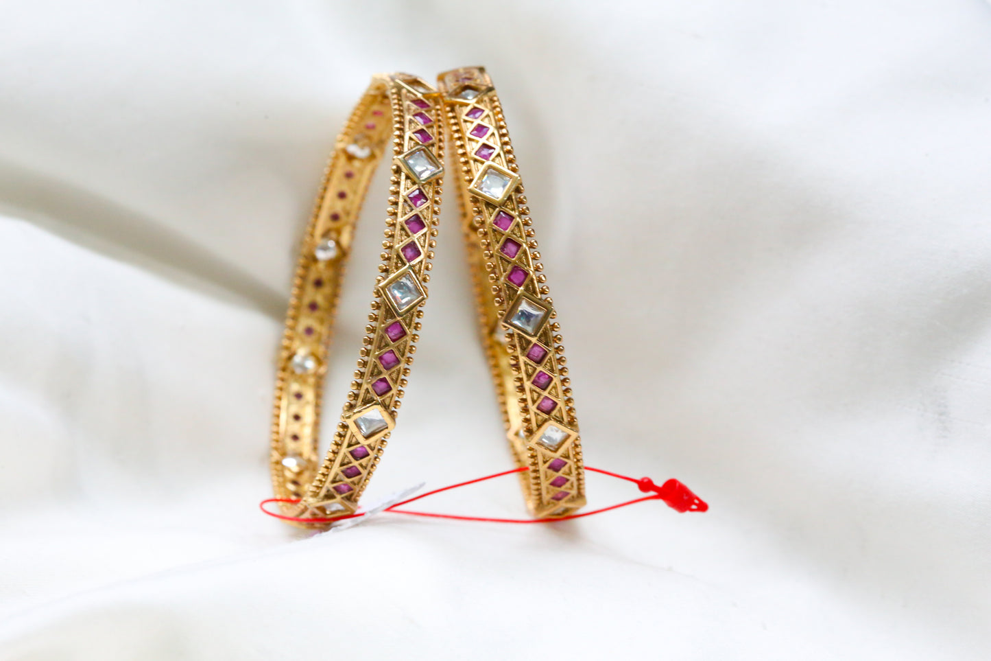Gold Polki & Ruby Bangle Set (Set of 2) - 2.6