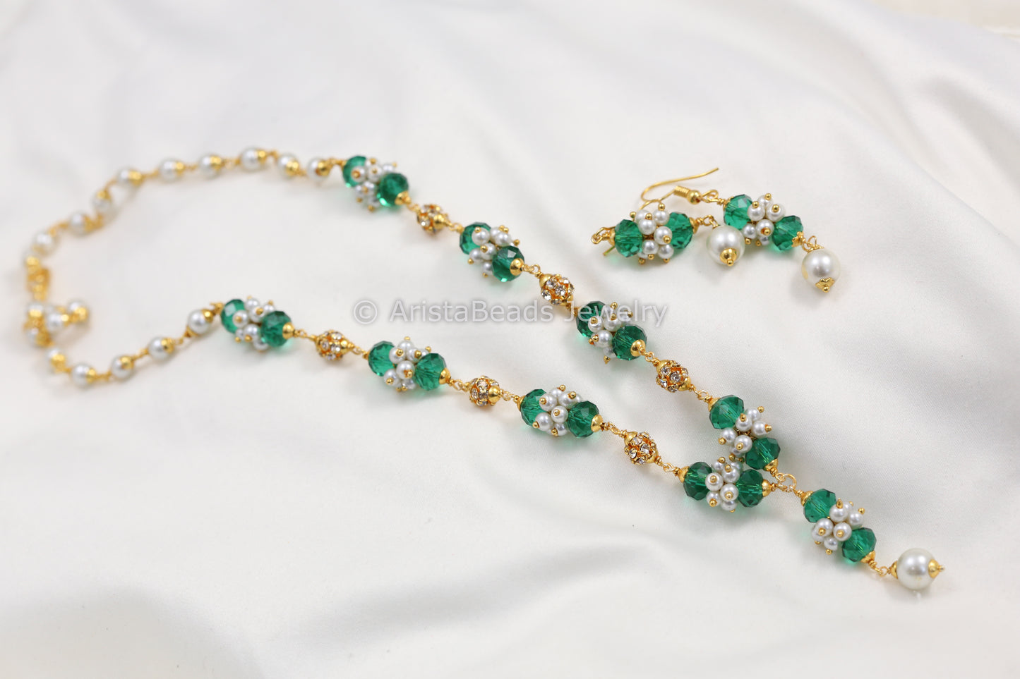 Light Green Beads Mala Necklace Set