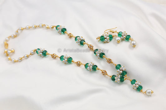 Light Green Beads Mala Necklace Set