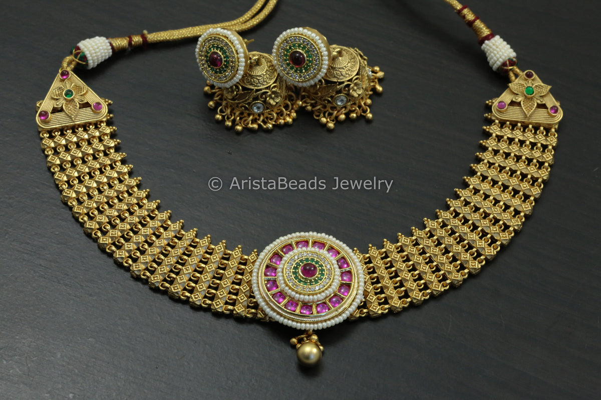 Real Gold Replica Kemp Kundan Set