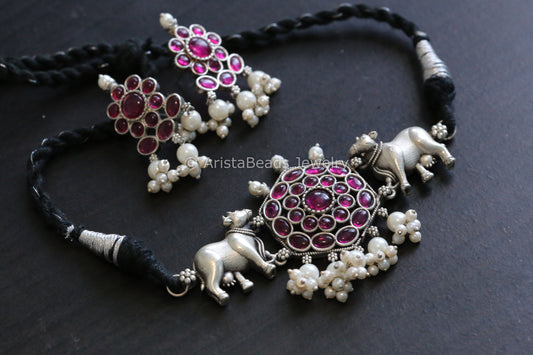 Kemp Stones Cow Choker Set  -Ruby