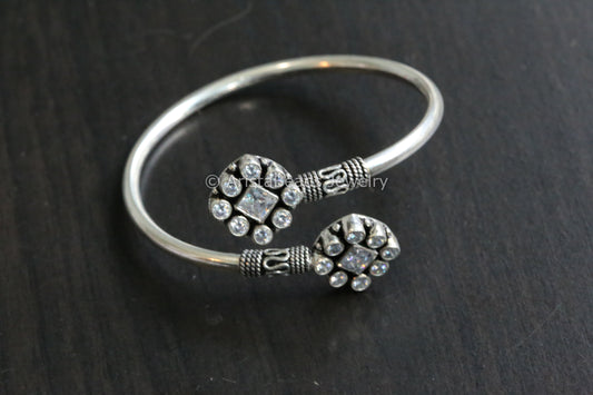 925 Sterling Silver Clear  Bracelet ( Adjustable)