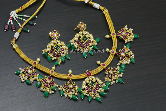 1 Gram Gold Kemp Stones Necklace Set