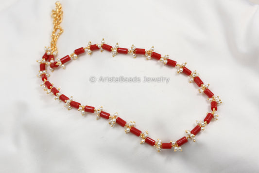 Coral  Beaded Mala