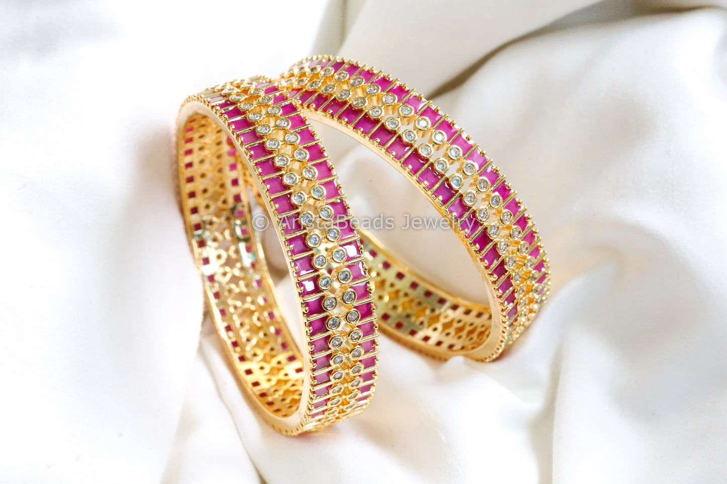 Ruby CZ Bangle Set (2.4, 2.6)