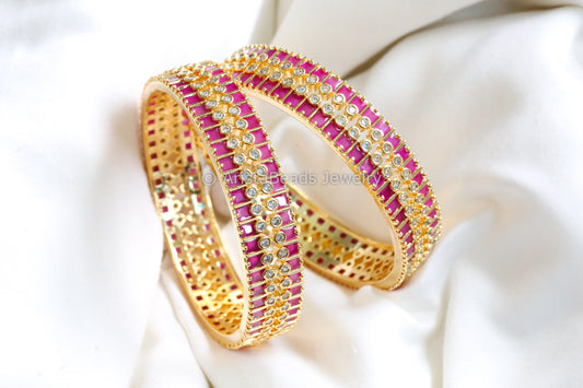 Ruby CZ Bangle Set (2.4, 2.6)