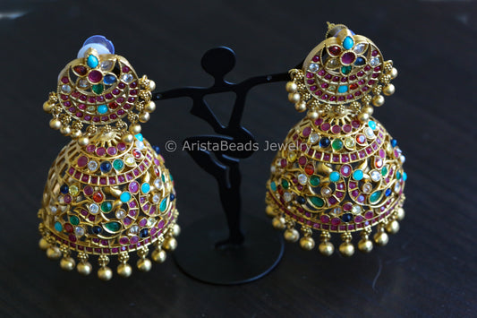 Extra Large Navratan Jhumka