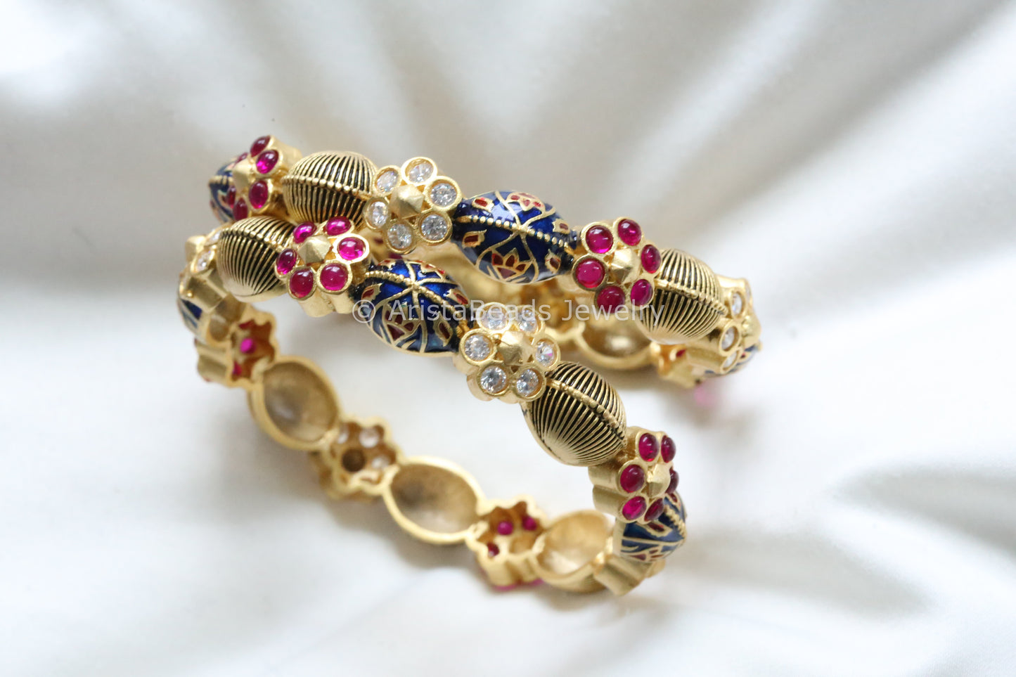 Enamel & Polki Bangle Set (2.4)