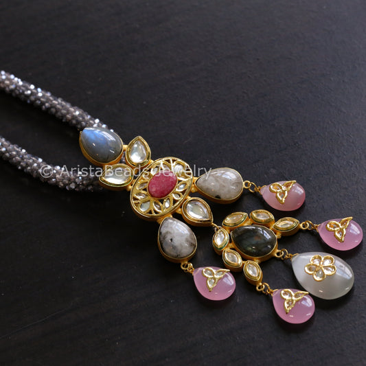 Classy SemiPrecious Stone & Kundan Necklace