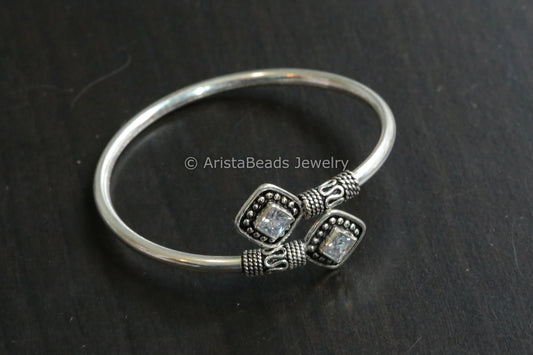 925 Sterling Silver CZ  Bracelet ( Adjustable)