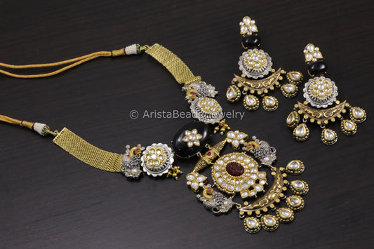 Contemporary Dual Tone Uncut Kundan Set