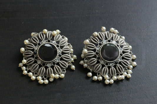 Extra Large Monalisa Stone & Pearl Studs