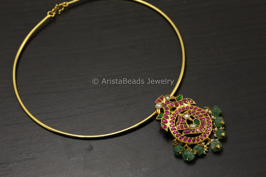 Peacock Jadau Kundan Hasli Necklace