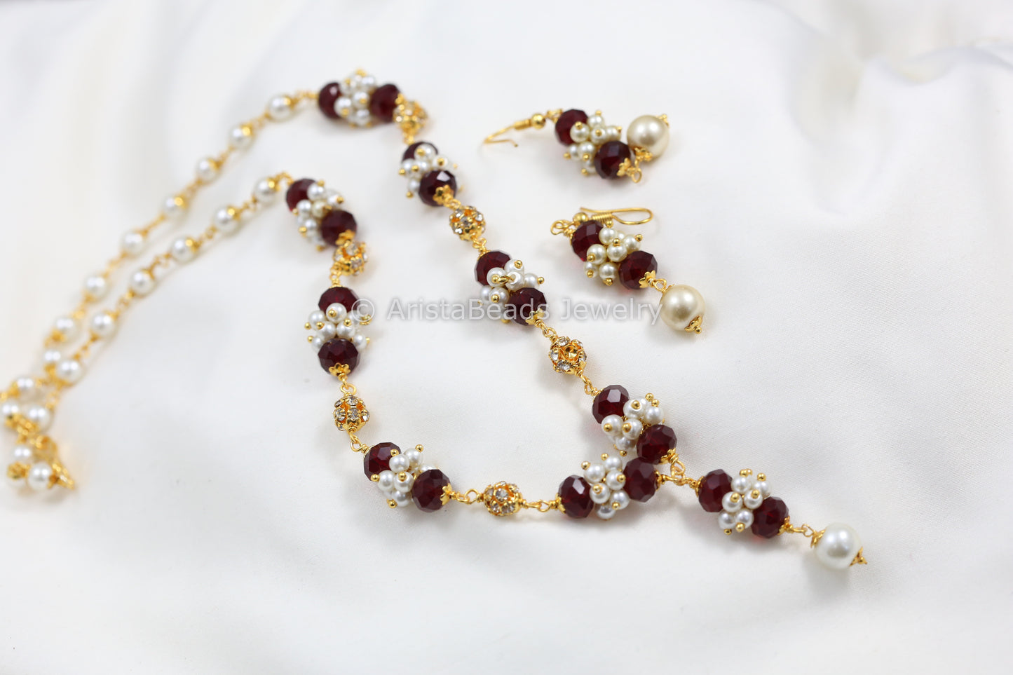 Red Beads Mala Necklace Set