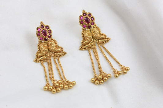 925 Sterling Silver Pota Stone Tassel Earrings
