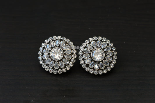 Cubic Zircon Oxidized Studs - Clear