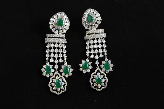 Emerald CZ Drop Earrings