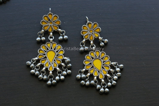 Darpan Real Glass Earrings - Yellow