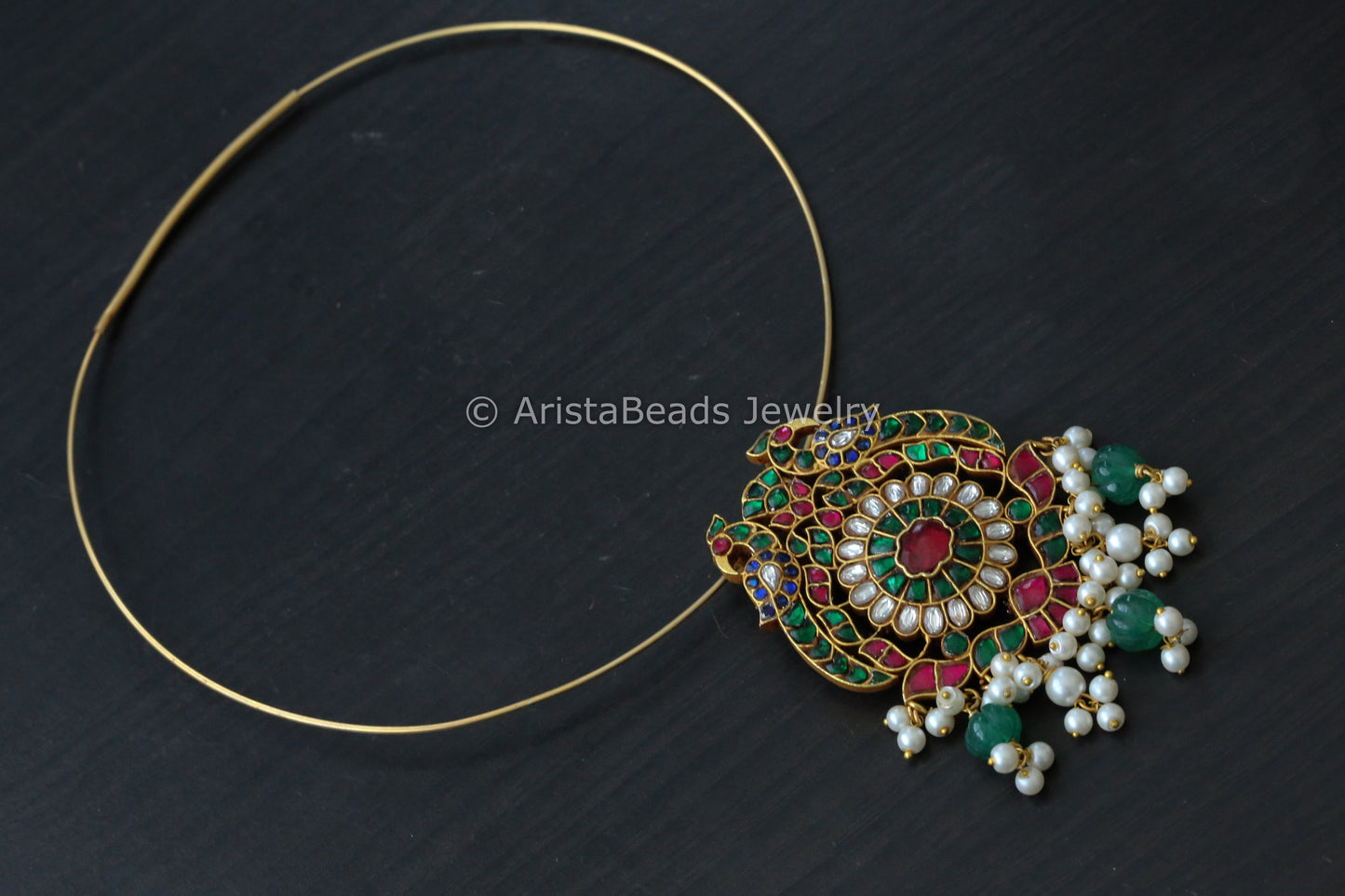 Jadau Pendant in Wire Hasli