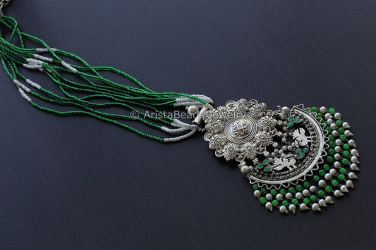 Silver Look Tassel Pendant Necklace
