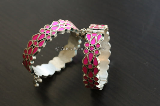 Real Glass Bangle set - Hot Pink  (2.6/2.8)