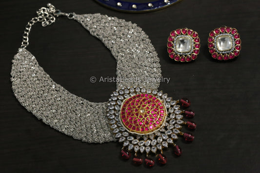 Contemporary Dual Tone Jadau Kundan Polki Set