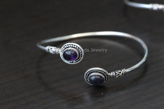 Dainty Oxidized Bracelet - Amethyst