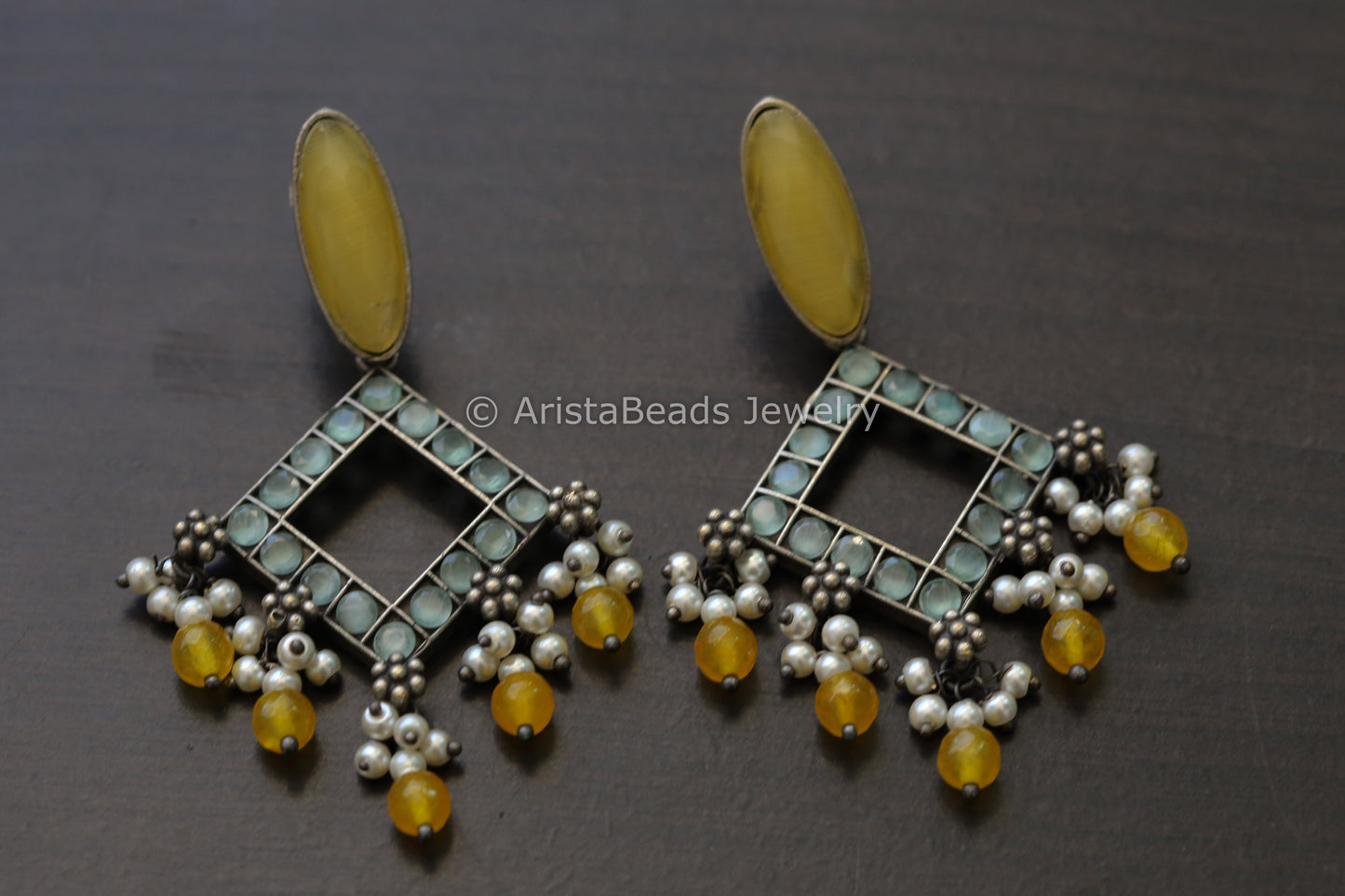 Monalisa Stone Earrings - Yellow