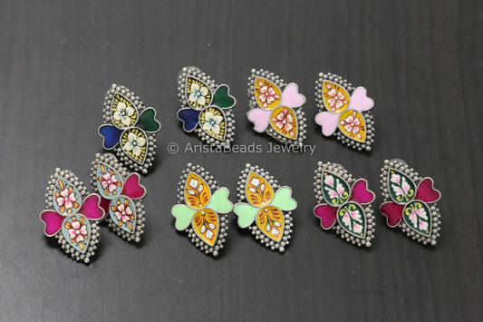 Enamel Leaf Studs