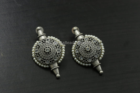 Silver Filigree Clear Stones Studs