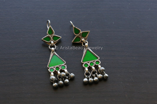 Aaeena Real Glass Earrings - Green
