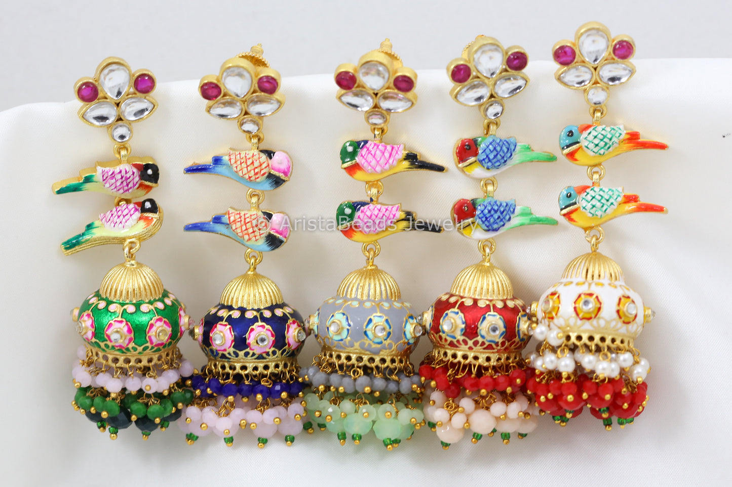 Handmade Kundan Parrot Jhumka - Style2