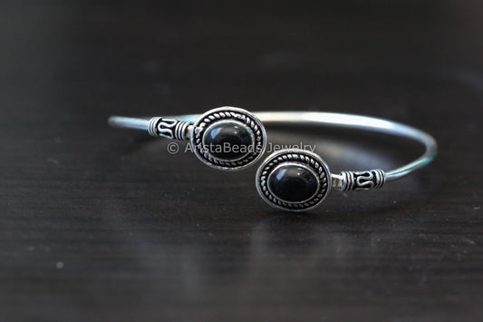 Dainty Oxidized Bracelet - Black Onyx