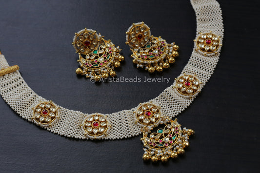 Premium Quality Fine Pachi Kundan Necklace Set - Next To Real Gold